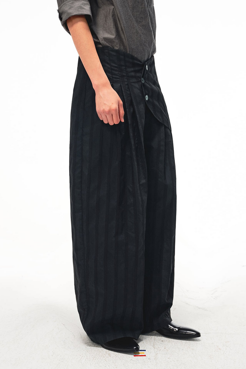 Curved Panel Striped Trousers
