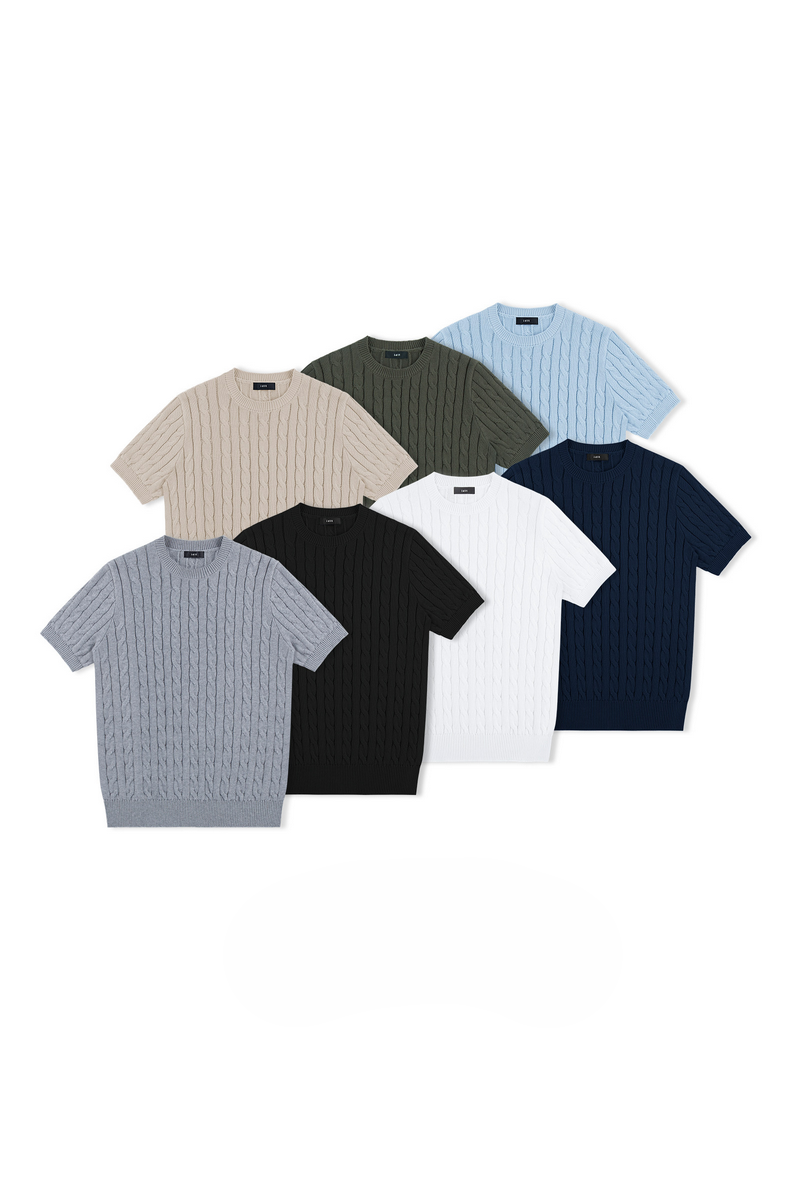 Cable Knit Crewneck T-Shirt