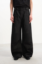 Raw Wide Leg Biker Jeans