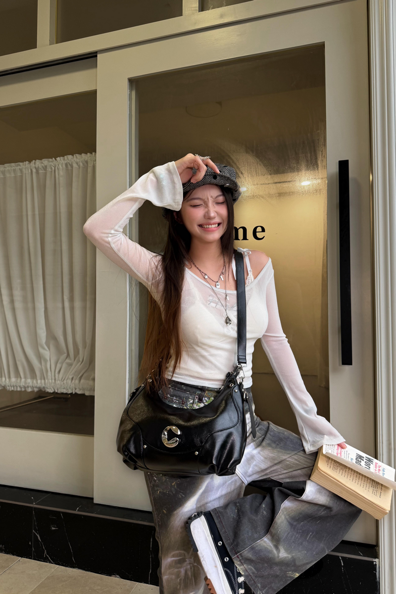 Retro Crescent Hobo Bag