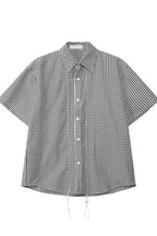 Plaid Drawstring Short Sleeve Shirt
