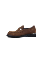 Metal-Button Leather Loafers