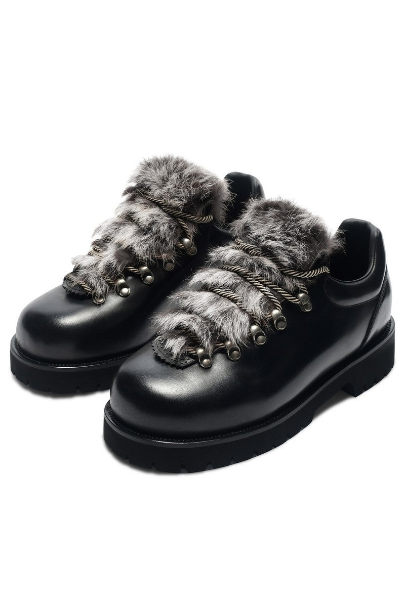 Fur-Tongue Derby Shoes