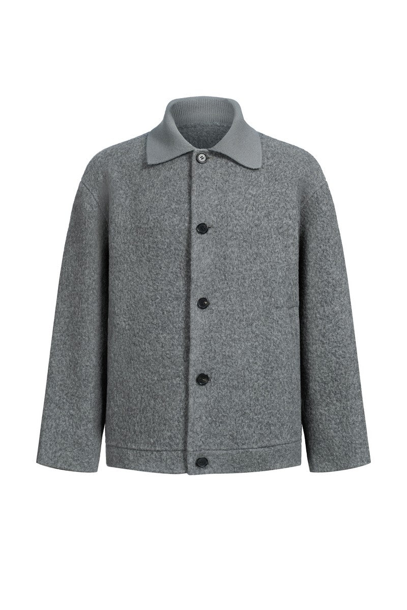 Wool Knit Collar Coat