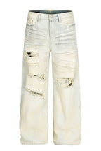 Faded Ripped Wide Jeans
