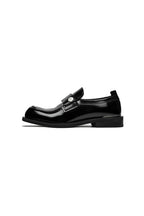 Metal-Button Leather Loafers