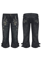 Vintage Gem Print Cropped Flares