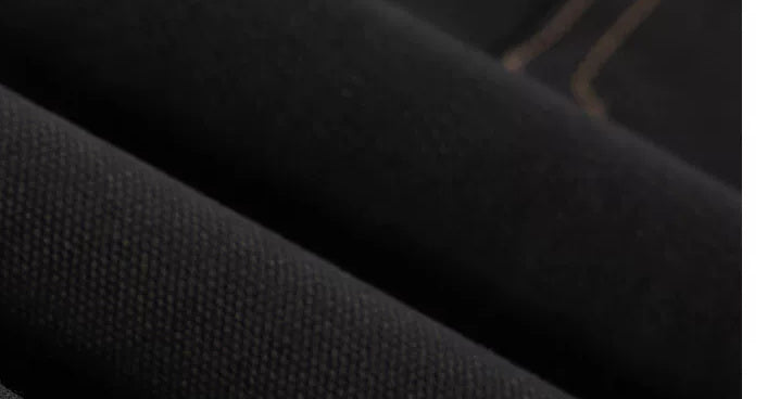 Contrast Stitch Pleated Pants — Black, fabric close-up