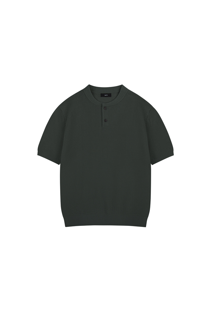Waffle Knit Henley T-Shirt