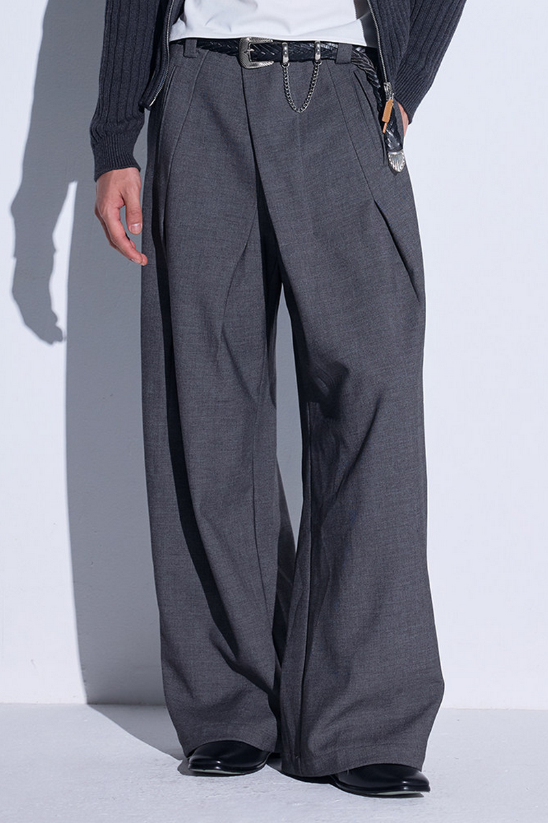 Layered Pleated Wide Pants