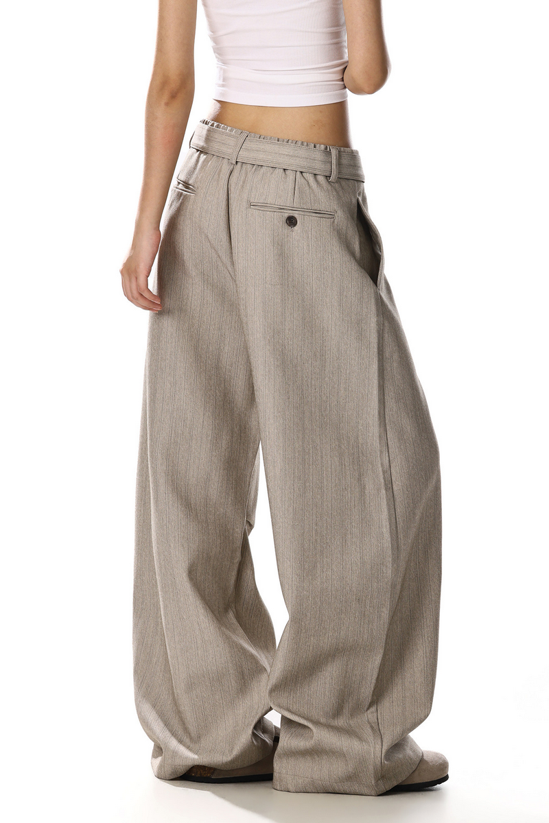 Belted Stripe Wide Pants