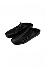 Wrinkled Leather Mule Sandals
