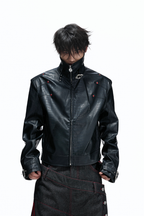 Croc Embossed Leather Jacket