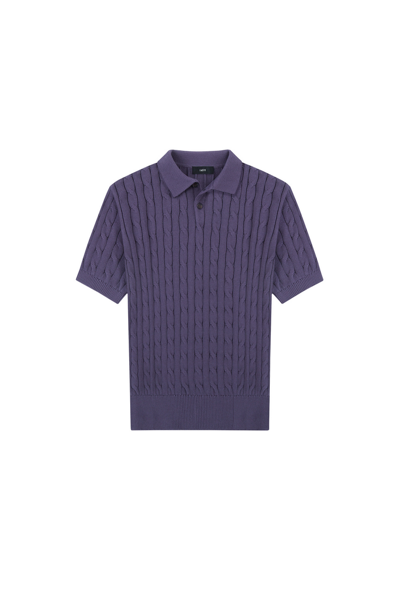 Cable Knit Polo Shirt