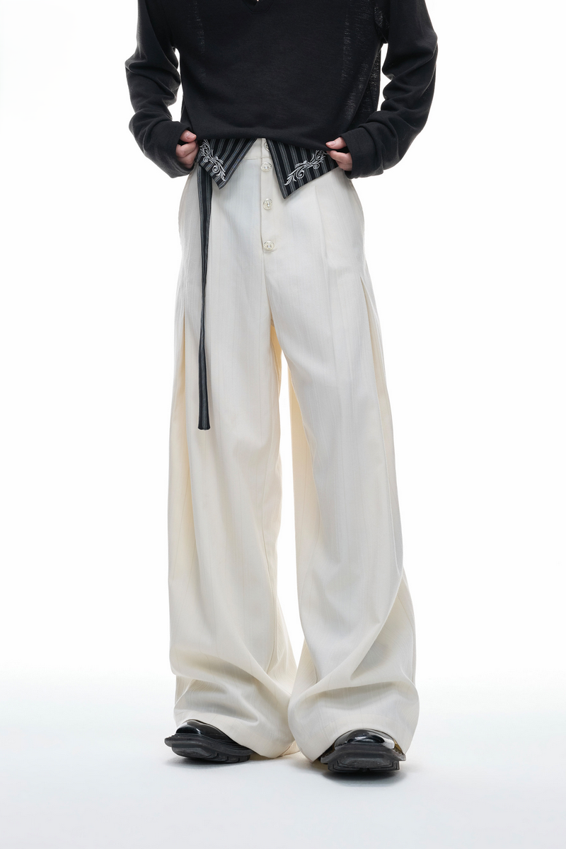 Embroidered Wide Leg Trousers