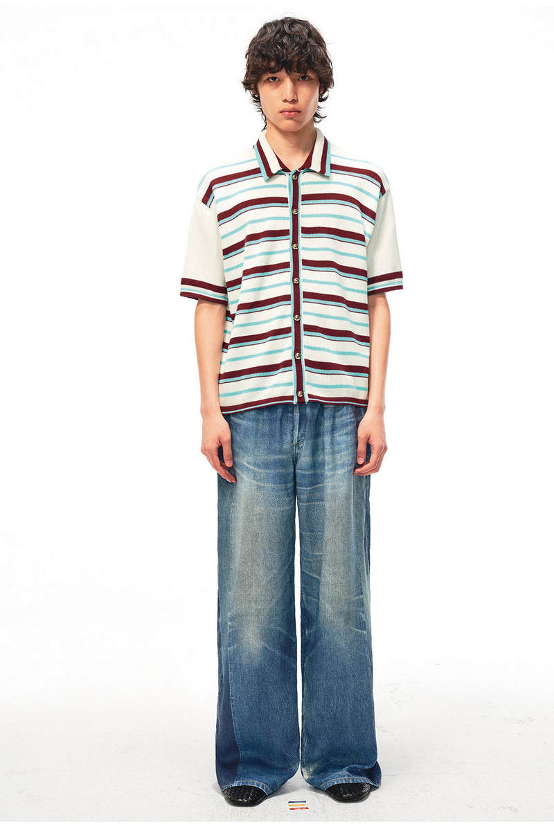 Striped Knit Button Shirt