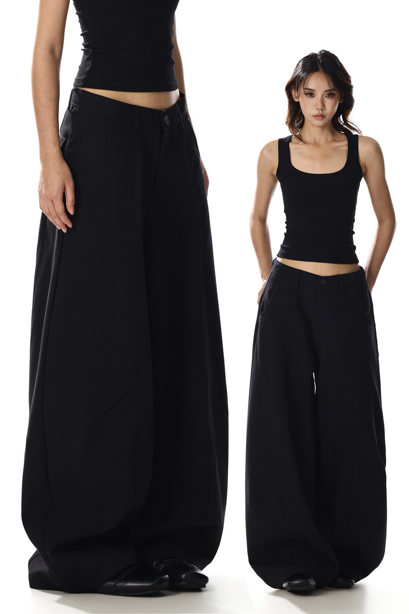 Deconstructed Curved Wide Pants