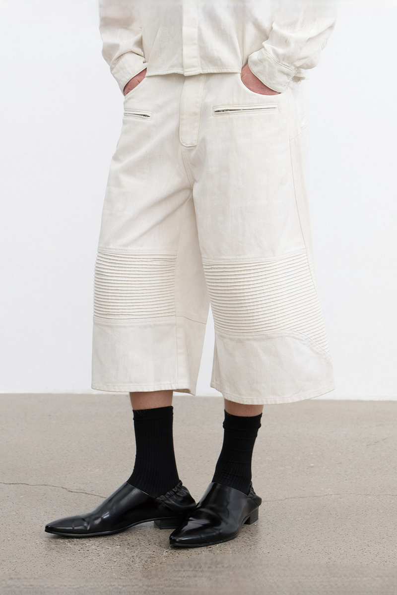 Waxed Biker Capri Jeans