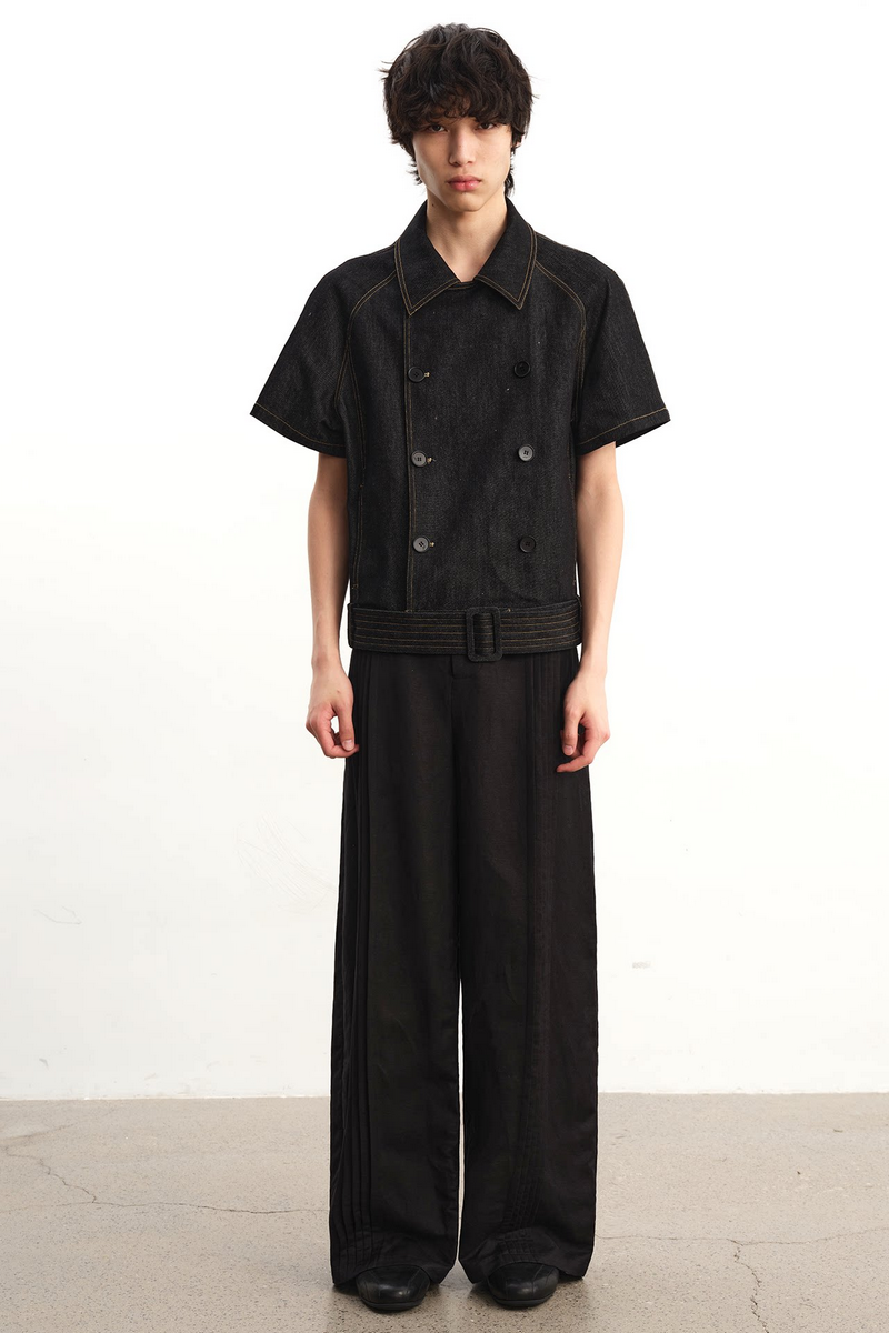 Double Breasted Raw Denim Shirt