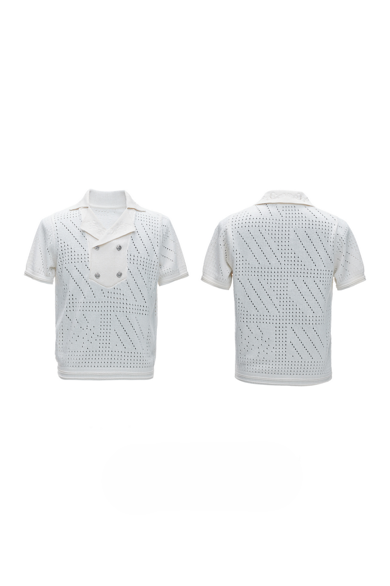 Embroidered Open Knit Shirt