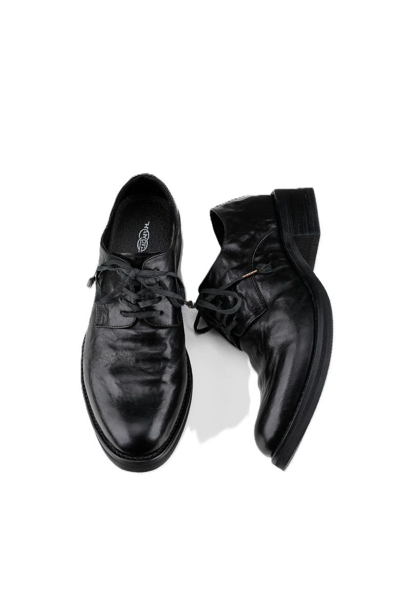Wrinkled Leather Derby Shoes