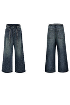 Starry Rhinestone Washed Wide-Leg Jeans - EU Only