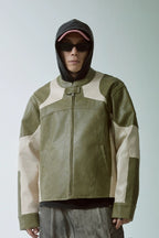 Patchwork Vintage Biker Leather Jacket