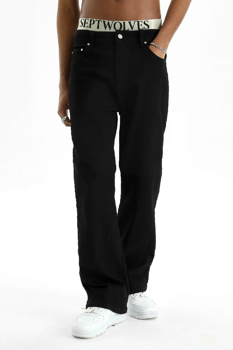 Wave Stitch Flared Jeans