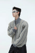 Faux Mink Turtleneck Short Knit Sweater