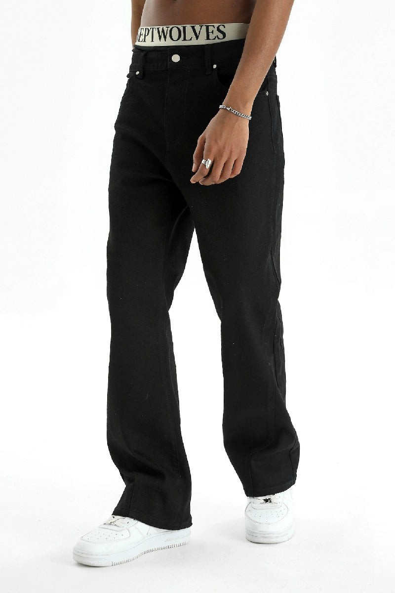 Wave Stitch Flared Jeans