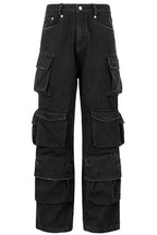 Black Washed Cargo Work Pants
