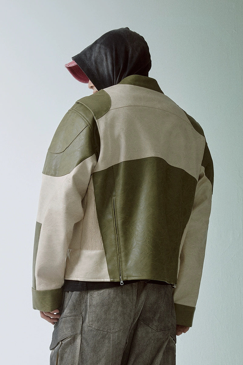 Patchwork Vintage Biker Leather Jacket