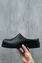 Cut-Line Leather Clog Mules - EU Only