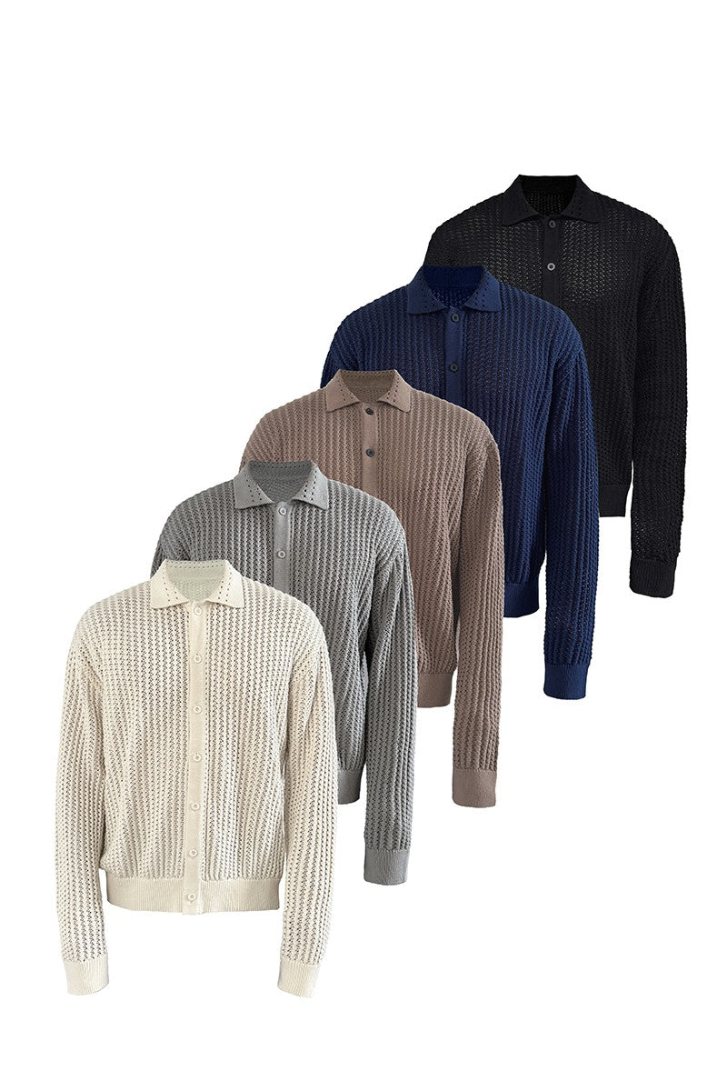 Textured Knit Cotton Cardigan
