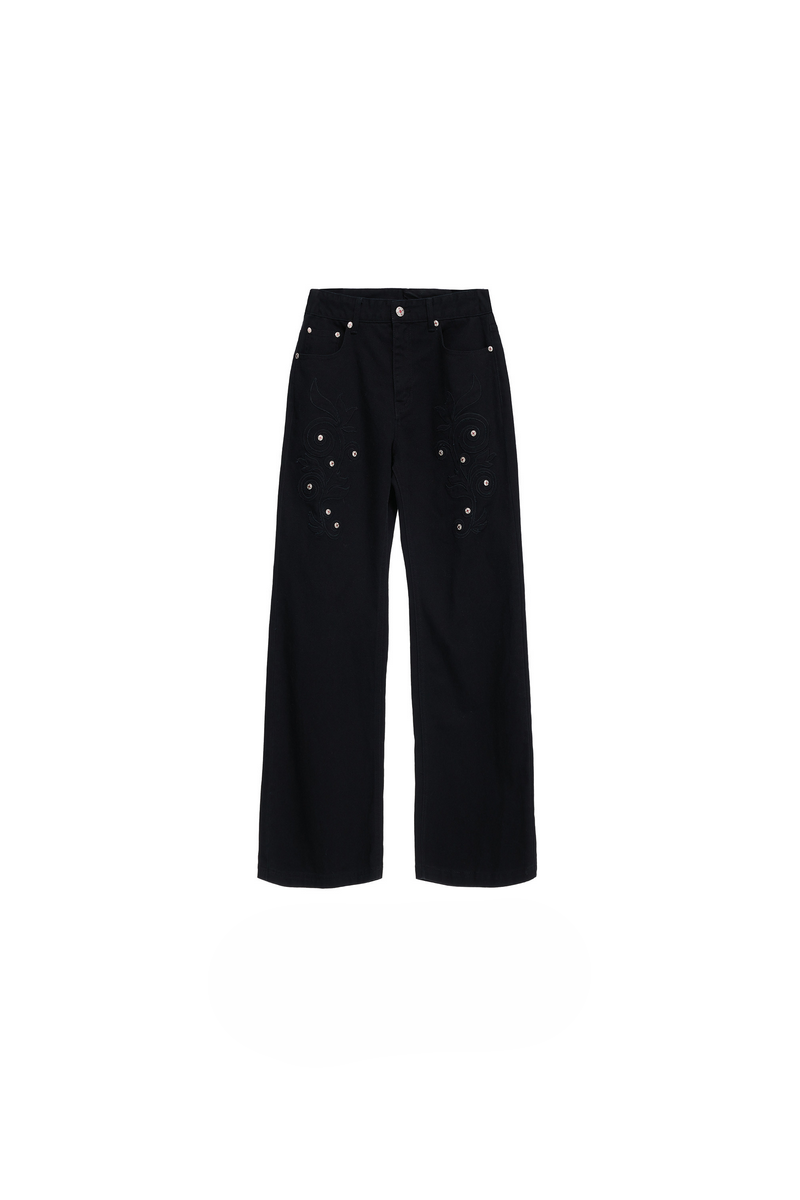 Floral Embroidered Flare Jeans
