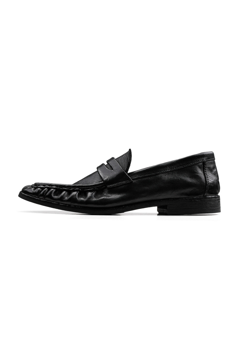 Washed Leather Loafer Shoes