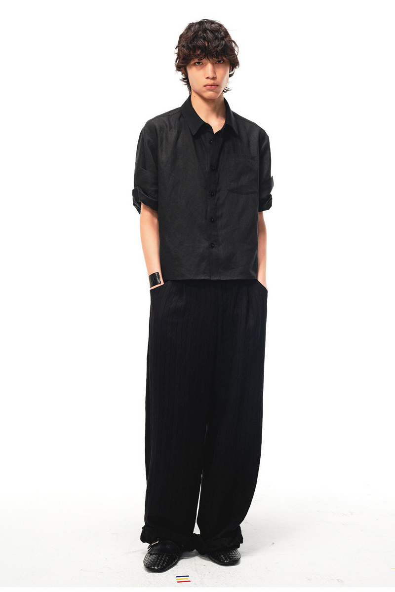 Pinstripe Drawstring Cuff Trousers