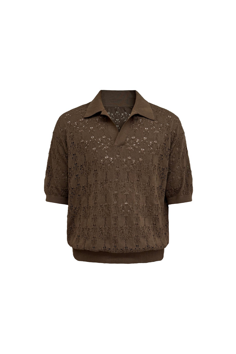Openwork Leaf Pattern Shirt
