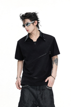Sequin Zip Polo Shirt