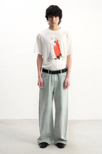 Slub Straight Leg Jeans