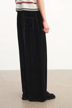 Pleated Velvet Sweatpants