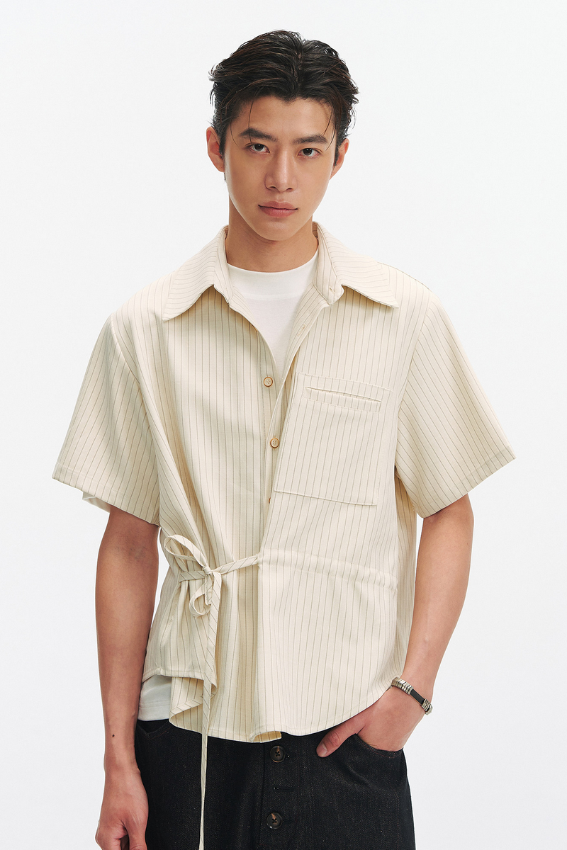 Striped Drawstring Shirt