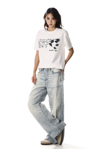 Whisker Straight Wide Jeans