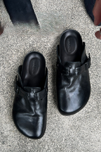 Washed Horsehide Mule Sandals