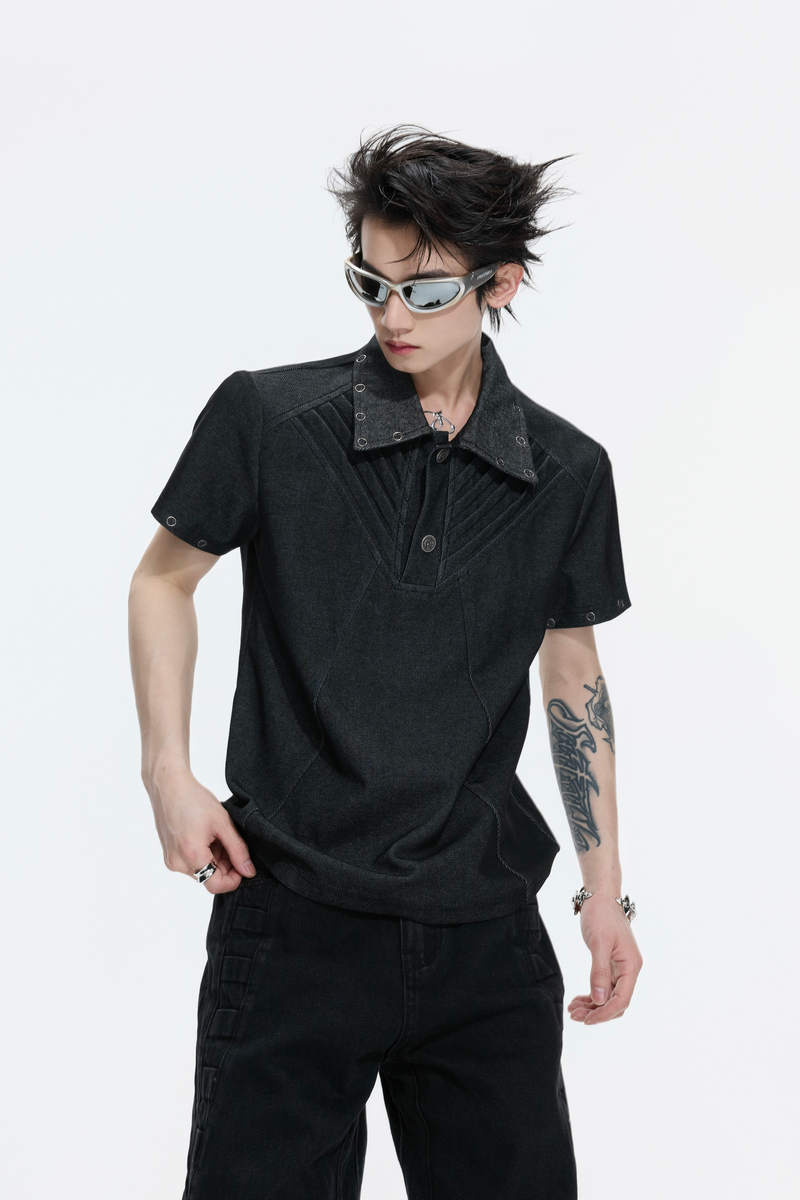 Washed Crinkle Polo Shirt