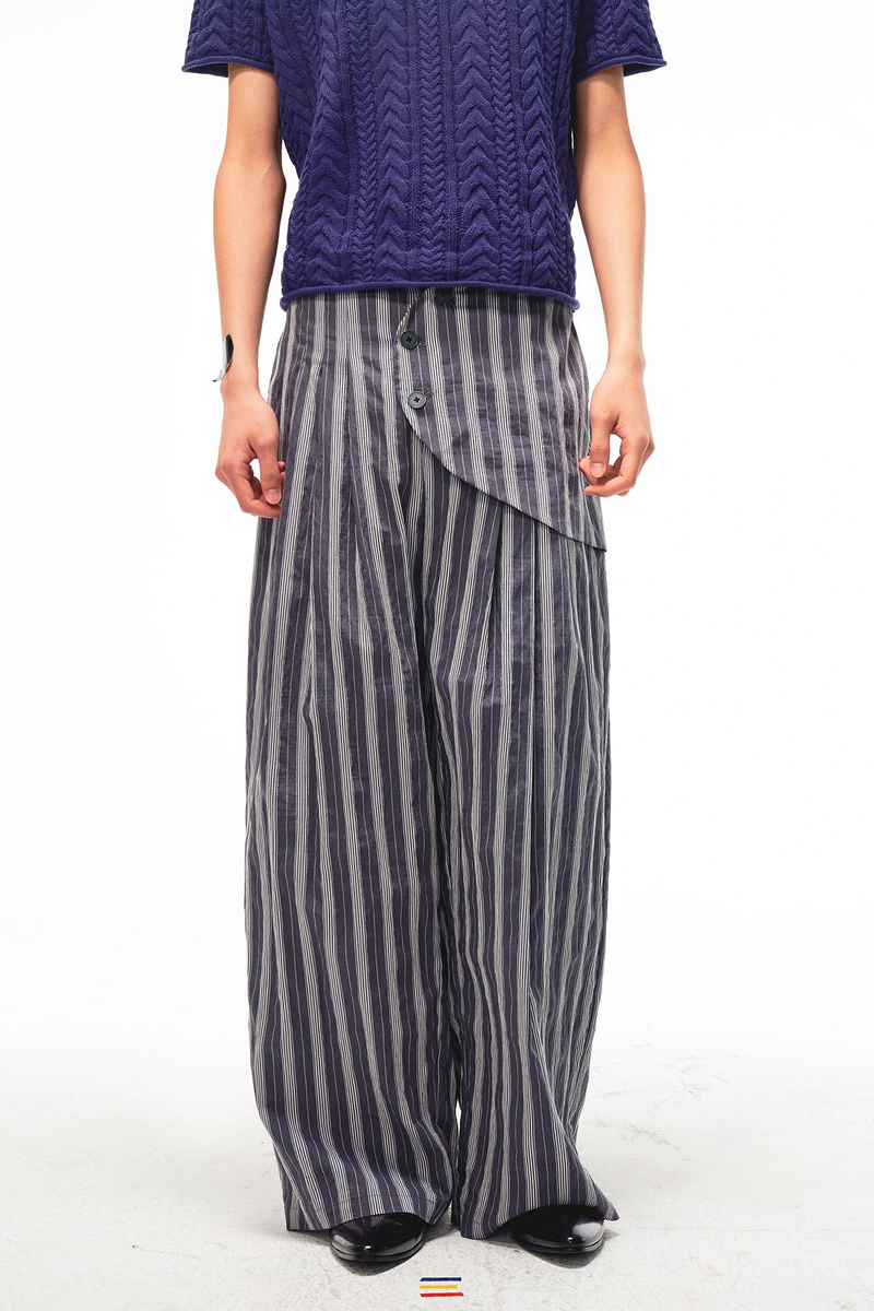 Curved Panel Striped Trousers