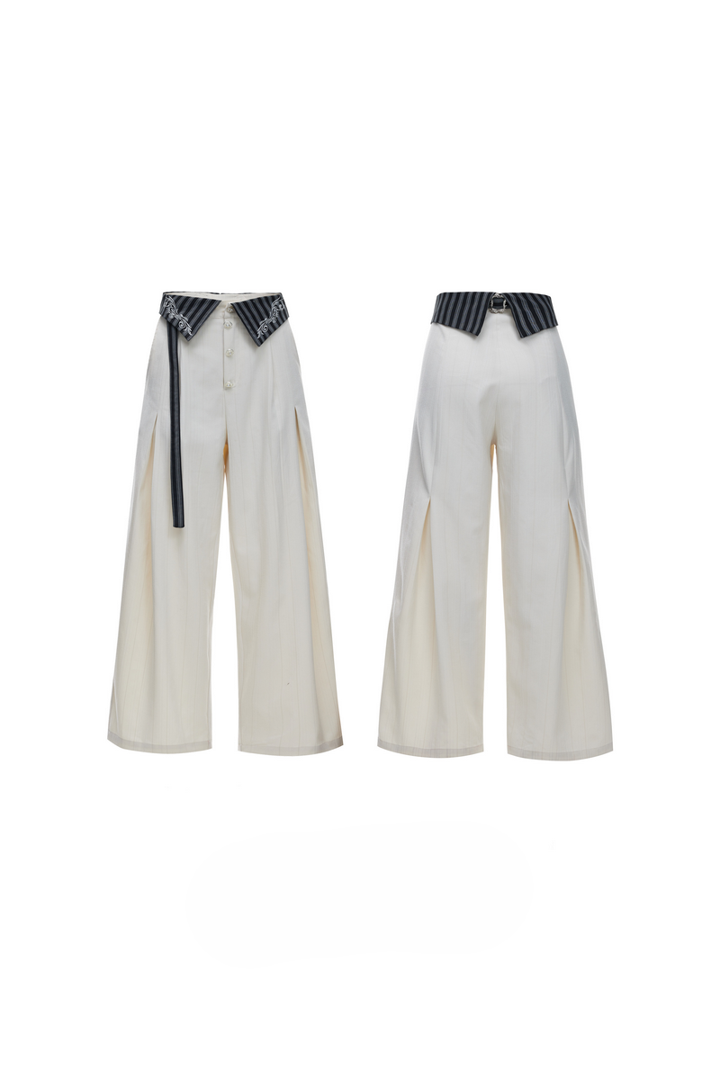 Embroidered Wide Leg Trousers