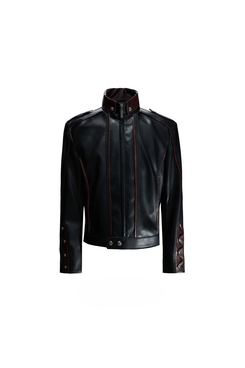 Cross Strap Leather Jacket