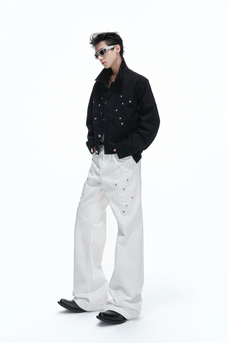 Floral Embroidered Flare Jeans