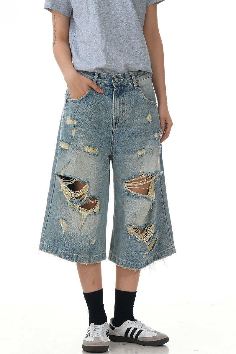 Ripped Washed Jorts